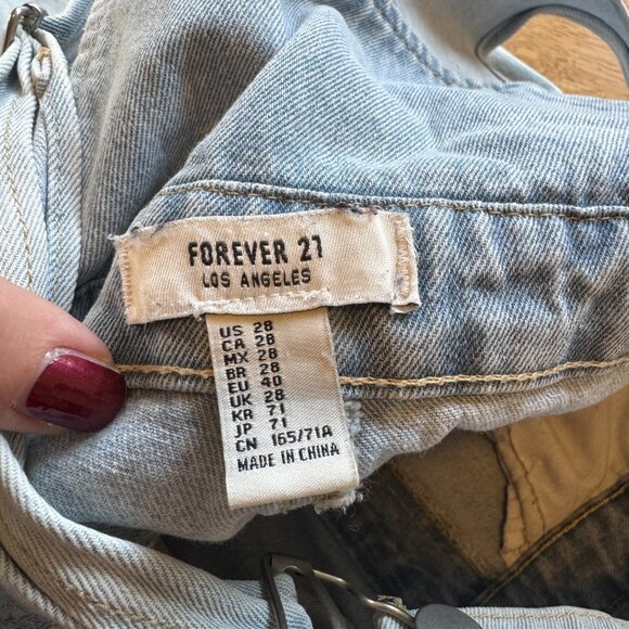 Forever 21 Light Wash Overalls Distressed Size 28 - Picture 5 of 11
